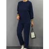 MDB Kadın Uzun Kollu Bisiklet Yaka Viskon Iki Iplik Bluz Ve Pantolon Ikili Takım