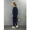 MDB Kadın Uzun Kollu Bisiklet Yaka Viskon Iki Iplik Bluz Ve Pantolon Ikili Takım
