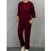 MDB Kadın Uzun Kollu Bisiklet Yaka Viskon Iki Iplik Bluz Ve Pantolon Ikili Takım
