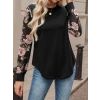 MDB Kadın Uzun Kollu Bisiklet Yakalı Kolun çiçek Desenli Viskon Iki Iplik Bluz