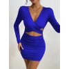 MDB Kadın Uzun Kollu çapraz Dekolte Detaylı Mini Sandy Elbise