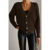 MDB Kadın Uzun Kollu Düğme Detay Triko Hırka