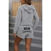 MDB Kadın Uzun Kollu Kapşonlu Peluş Bluz Ve Kısa Short Ikili Takım