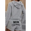 MDB Kadın Uzun Kollu Kapşonlu Peluş Bluz Ve Kısa Short Ikili Takım