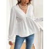 MDB Kadın Uzun Kollu V Dantel Yaka Aerobin Bluz