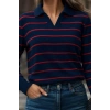 MDB Kadın Uzun Kollu V Yaka çizgili Triko Bluz