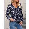 MDB Kadın Uzun Kollu V Yakalı çiçek Desenli Modal Bluz