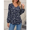 MDB Kadın Uzun Kollu V Yakalı çiçek Desenli Modal Bluz