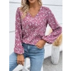MDB Kadın Uzun Kollu V Yakalı çiçek Desenli Modal Bluz