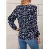 MDB Kadın Uzun Kollu V Yakalı çiçek Desenli Modal Bluz