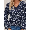 MDB Kadın Uzun Kollu V Yakalı çiçek Desenli Modal Bluz