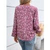 MDB Kadın Uzun Kollu V Yakalı çiçek Desenli Modal Bluz