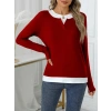 MDB Kadın Uzun Kollu V Yakalı çift Renkli Viskon Iki Iplik Bluz