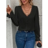 MDB Kadın Uzun Kollu V Yakalı önden Düğmeli Bluz