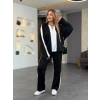 MDB Kadın Uzun Kollu Yakadan Fermuarlı Viskon Iki Iplik Bluz Ve Pantolon Ikili Takım