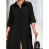 MDB Kadın Uzun Kollu Yakalı önden Düğmeli Uzun Dokuma Elbise