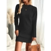 MDB Kadın Uzun Kollu Yuvarlak Yaka Mini Triko Elbise