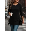 MDB Kadın Uzun Kollu Yuvarlak Yakalı Yanlardan Bağcıklı Triko Bluz