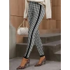 MDB Kadın Yüksek Bel Kaz Ayağı Desenli Yanları şeritli Dalgıç Pantolon