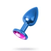 MDB Metal Rose Taşlı Mavi Anal Plug Orta Boy