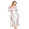 MDB MdbShop Büyük Beden Ekru Uzun İkili Saten Sabahlık Gecelik Takımı