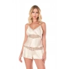 MDB MdbShop Fildişi Saten Babydoll Şort Takımı