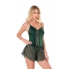 MDB MdbShop Koyu Yeşil Saten Babydoll Şort Takımı
