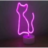 Neon Işıklı Kedi Lamba USB+Pil Dekoratif Aydınlatma