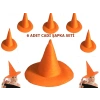 Parti Aksesuar Turuncu Renk Keçe Cadı Şapkası Yetişkin Çocuk Uyumlu 6 Adet