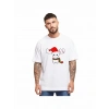 MDB Ren Geyiği Baskılı Noel İçin Tshirt  Beyaz