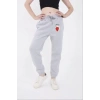 MDB Üç İplik astikli Baskılı Eşofman Pantolon  Gri