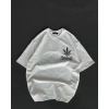 MDB Unisex Bisiklet Yaka Baskılı Oversize Thirt  Beyaz
