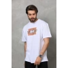 MDB Unisex Bisiklet Yaka Baskılı Oversize Thirt  Beyaz