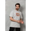 MDB Unisex Bisiklet Yaka Baskılı Oversize Thirt  Gri