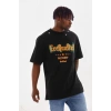 MDB Unisex Kuşgözü Detaylı Baskılı Oversize Thirt  iyah