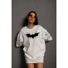 MDB Unisex Ön Ve Kol Baskılı Oversize Tshirt  Beyaz