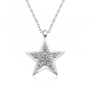 ​​925 Ayar Gümüş Baget Taşlı Yıldız Kadın Gümüş Kolye