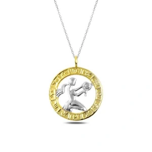 ​925 Ayar Gümüş Gold Başak Burcu Kadın Gümüş Kolye