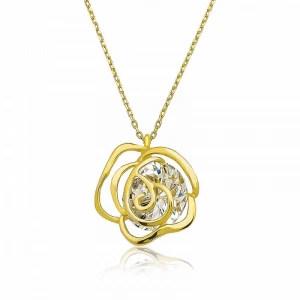 ​925 Ayar Gümüş Gold Gül Kadın Gümüş Kolye