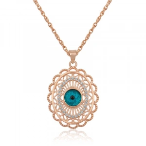 ​925 Ayar Gümüş Rose Oval Nazar Kolye