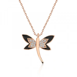 ​925 Ayar Gümüş Rose Yusufçuk Kadın Gümüş Kolye