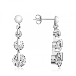 925 Ayar Gümüş 3 Taş Tria Çivili Küpe