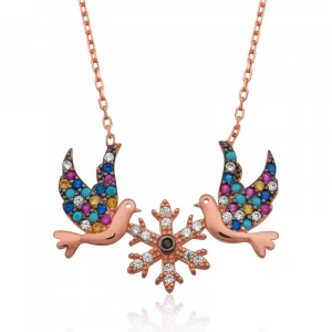 925 Ayar Gümüş Aşk Kuşları Kadın Gümüş Kolye