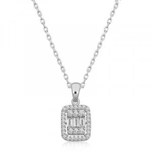 925 Ayar Gümüş Baget Taşlı Kadın Gümüş Kolye