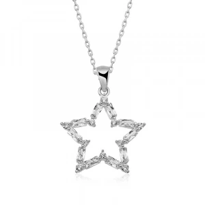 925 Ayar Gümüş Baget Taşlı Yıldız Kolye