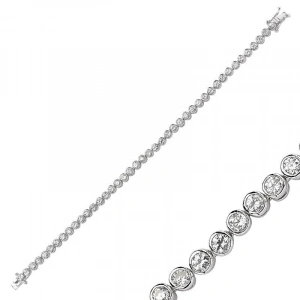 925 Ayar Gümüş Beyaz Taşlı Su Yolu Bileklik