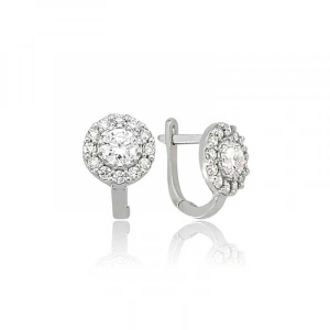 925 Ayar Gümüş Beyaz Yuvarlak Küpe