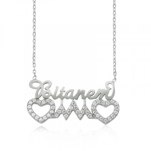 925 Ayar Gümüş Bitanem Yazılı Kalp Kadın Gümüş Kolye