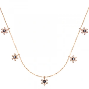 925 Ayar Gümüş Çiçek Nazarlı Şans Kadın Gümüş Kolye