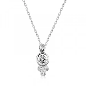 925 Ayar Gümüş Çiğ Damlası Yuvarlak Tektaş Bayan Gümüş Kolye